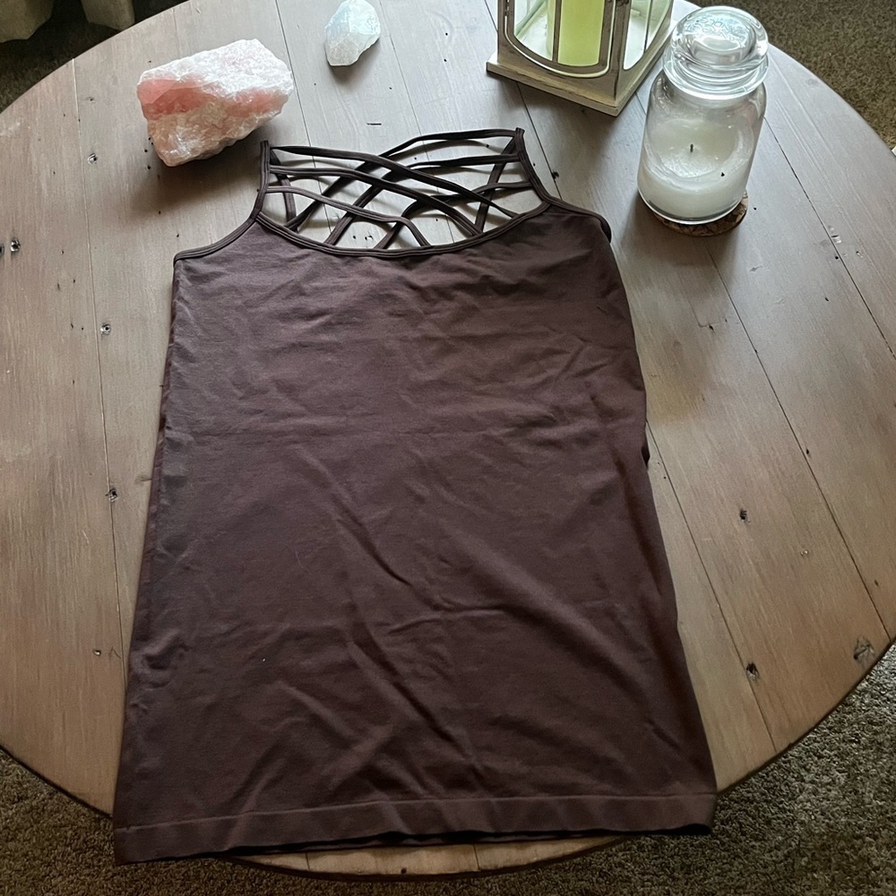 Zenana Outfitters Brown Crisscross Tank Top​​​
